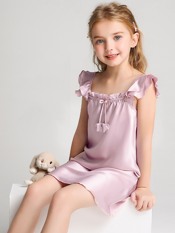 19 Momme Sweet Ruffled Silk Dress for Girls